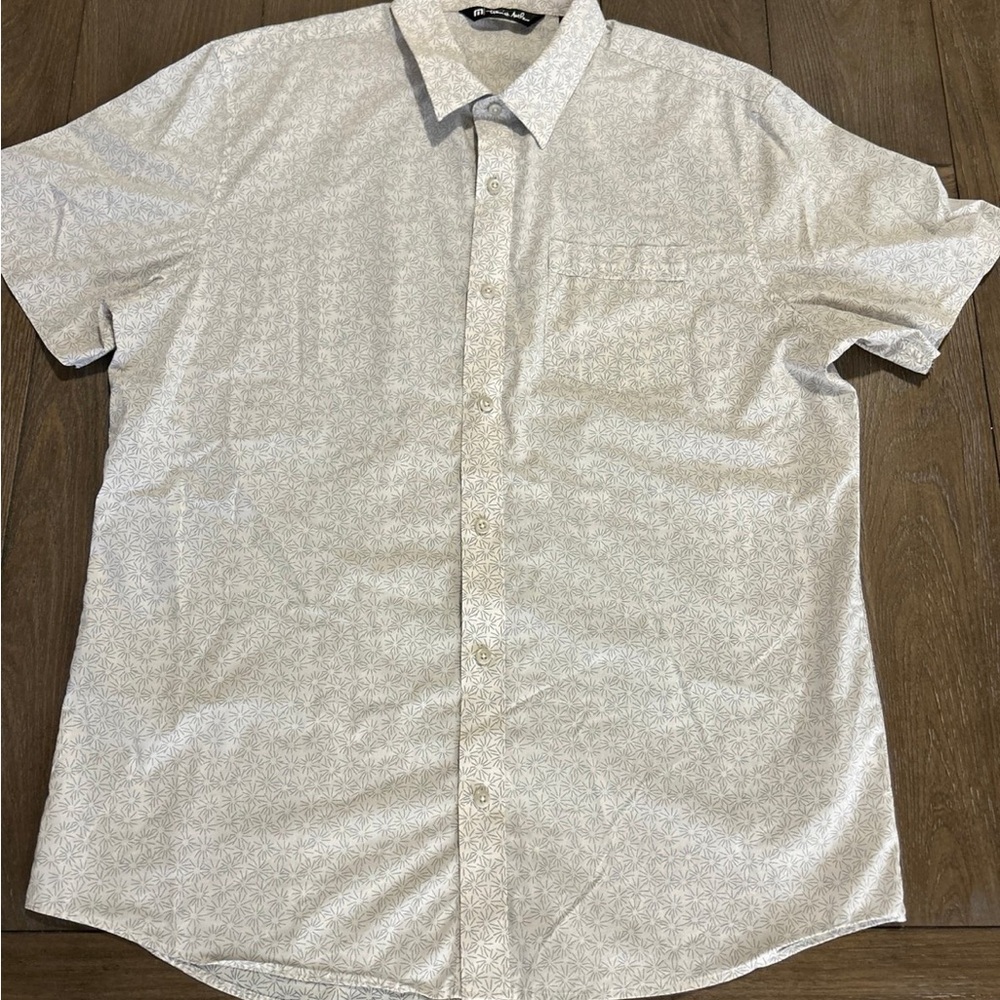 Travis Mathew Light Gray Patterned Button Down Sh… - image 1